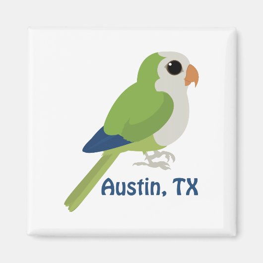 Monk Paraket -Austin, Texas Magneet (Voorkant)