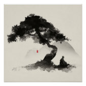 Monk & Pine - Zen Ink Wall Art - Minimal Decor Perfect Poster (Voorkant)
