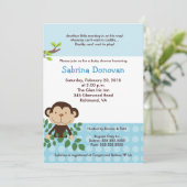 MONKAROONI Monkey Blue Baby shower Kaart (Staand voorkant)