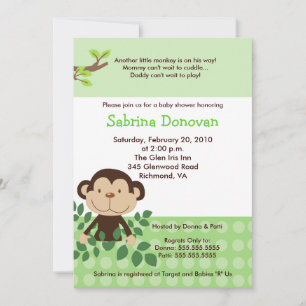 MONKAROONI Monkey Green Neutraal Baby shower Kaart