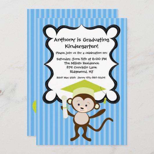 Monkeing rond Kinder uitnodiging tot Afstuderen (Voorkant / Achterkant)