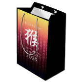 Monkey 猴 Red Gold Chinese Zodiac Lunar Symbol Medium Cadeauzakje (Achterkant Gekanteld)