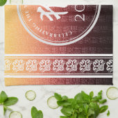 Monkey 猴 Red Gold Chinese Zodiac Lunar Symbol Theedoek (Gevouwen)