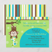 Monkey 1e verjaardag Uitnodigingen (Voorkant / Achterkant)