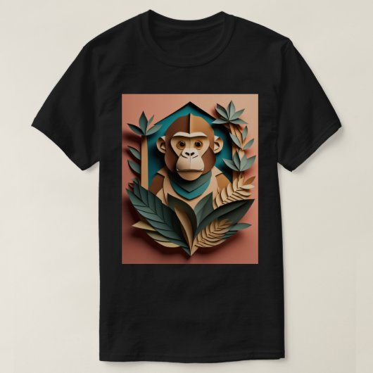 Monkey 3D Paper Art Design T-shirt (Design voorkant)