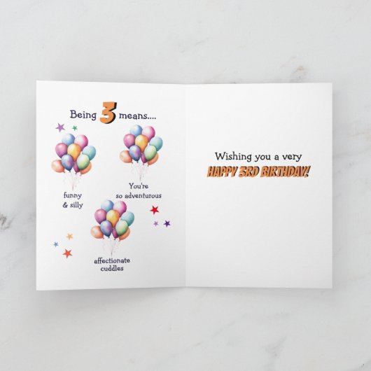 Monkey 3e Verjaardagsballonnen Kaart (Binnen)