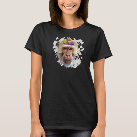 Monkey Abstract Polygon Cool Geometric Wild Animal T-shirt (Voorkant)