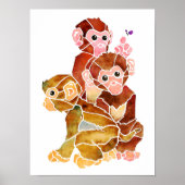 Monkey Abstracte Waterverf schilderen Poster (Voorkant)