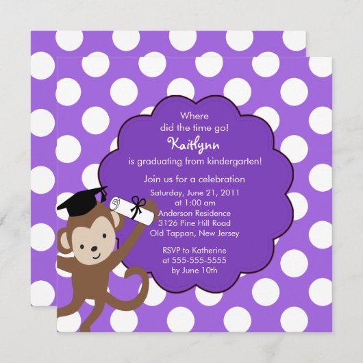 Monkey Afstudeerder Afstuderen Uitnodiging voor me (Voorkant / Achterkant)