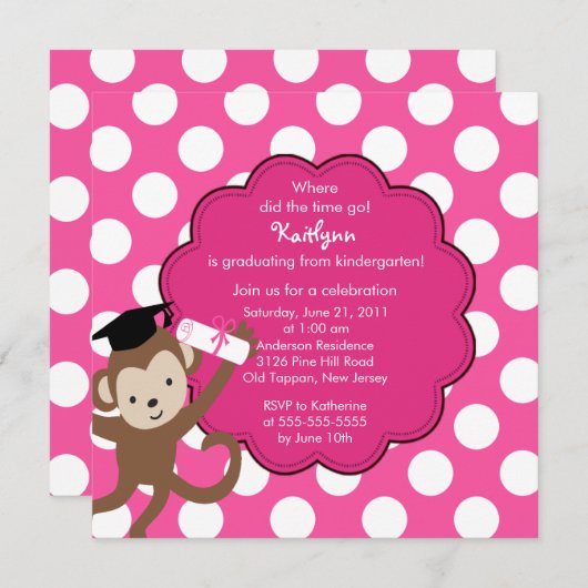 Monkey Afstudeerder Afstuderen Uitnodiging voor me (Voorkant / Achterkant)