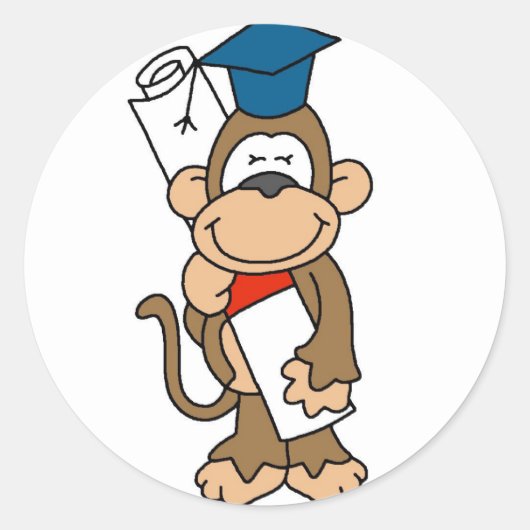 Monkey Afstuderen T-shirts en cadeaus Ronde Sticker (Voorkant)