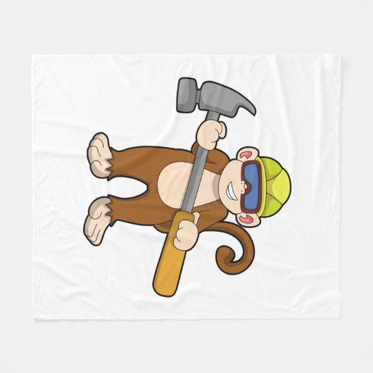 Monkey als ambachtsman met Hammer Fleece Deken (Voorkant (Horizontaal))