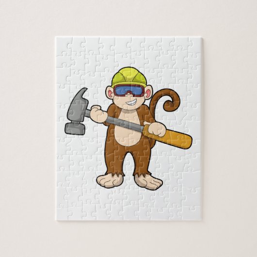 Monkey als ambachtsman met Hammer Legpuzzel (Verticaal)