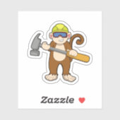 Monkey als ambachtsman met Hammer Sticker (Vel)