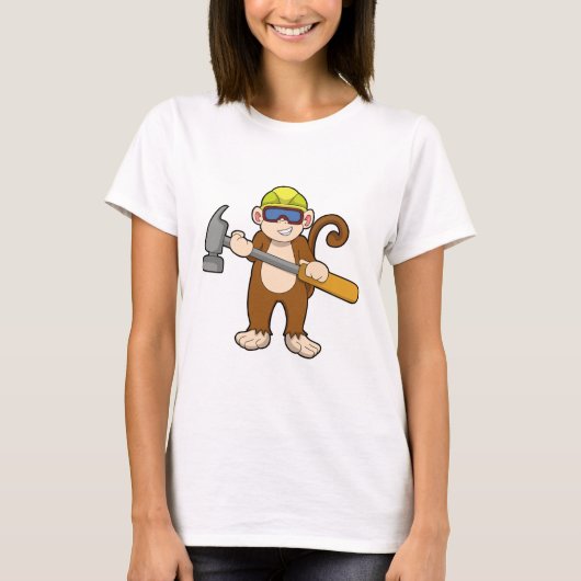 Monkey als ambachtsman met Hammer T-shirt (Voorkant)