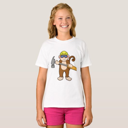 Monkey als ambachtsman met Hammer T-shirt (Voorkant volledig)