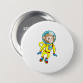 Monkey als Astronaut Ronde Button 7,6 Cm (Voorkant /achterkant)