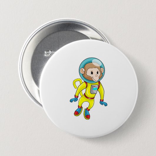 Monkey als Astronaut Ronde Button 7,6 Cm (Voorkant /achterkant)