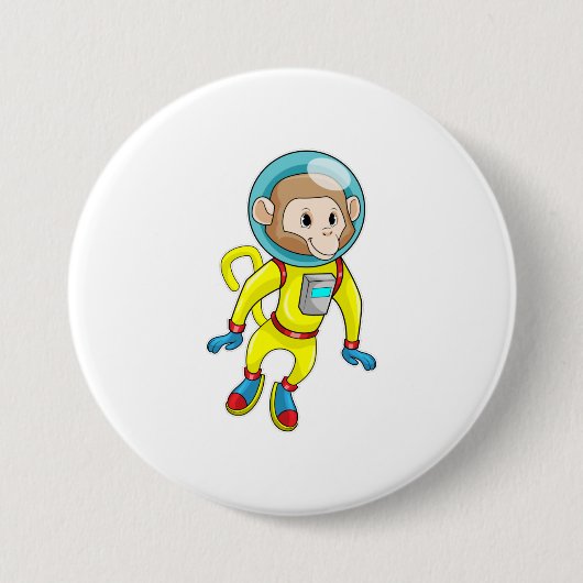 Monkey als Astronaut Ronde Button 7,6 Cm (Voorkant)