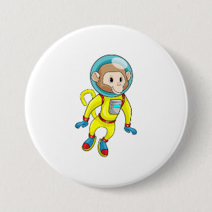 Monkey als Astronaut Ronde Button 7,6 Cm