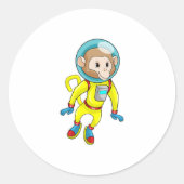 Monkey als Astronaut Ronde Sticker (Voorkant)