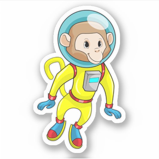 Monkey als Astronaut Sticker (Voorkant)