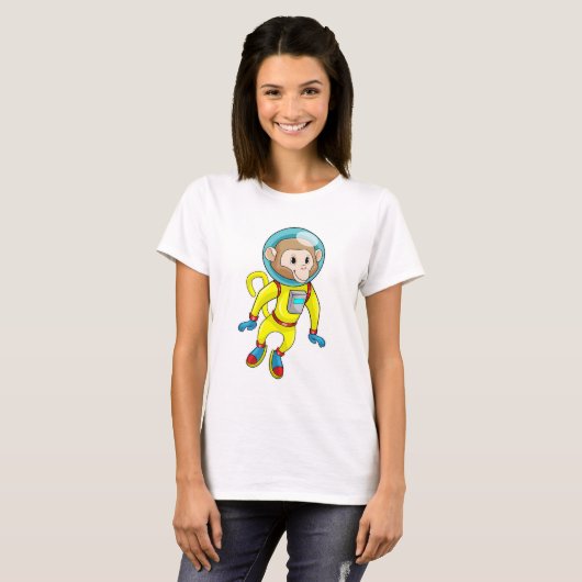 Monkey als Astronaut T-shirt (Voorkant volledig)