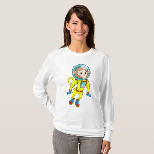 Monkey als Astronaut T-shirt (Voorkant volledig)