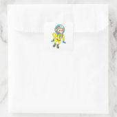 Monkey als Astronaut Vierkante Sticker (Tas)