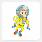 Monkey als Astronaut Vierkante Sticker (Voorkant)
