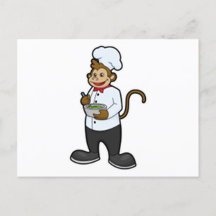 Monkey als Cook met Bowl Briefkaart