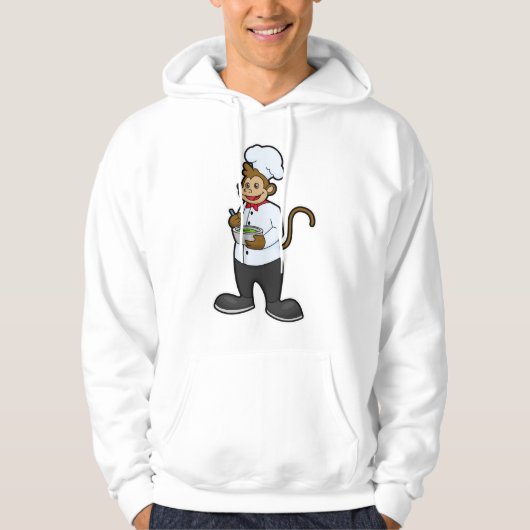 Monkey als Cook met Bowl Hoodie (Voorkant)