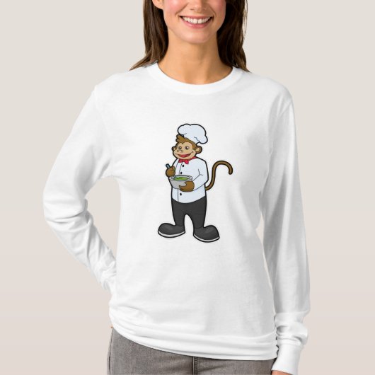 Monkey als Cook met Bowl T-shirt (Voorkant)