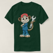 Monkey als Mechanic met Tools en Helmet T-shirt (Design voorkant)