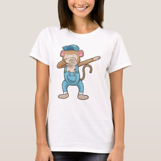 Monkey als Mechanisch op Hip Hop Dance Dab T-shirt (Voorkant)