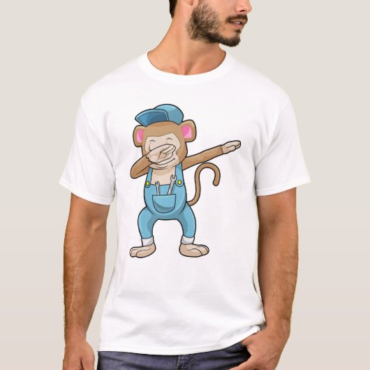 Monkey als Mechanisch op Hip Hop Dance Dab T-shirt (Voorkant)