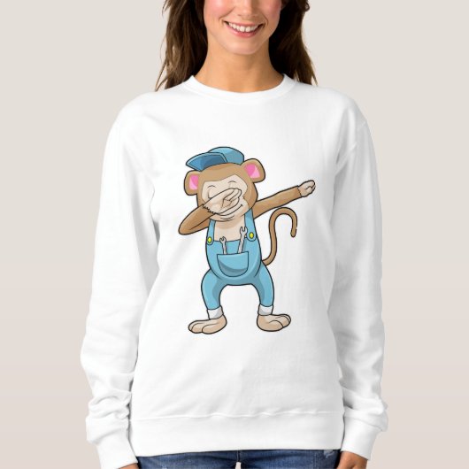 Monkey als Mechanisch op Hip Hop Dance Dab Trui (Voorkant)