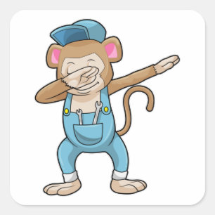 Monkey als Mechanisch op Hip Hop Dance Dab Vierkante Sticker