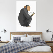 Monkey als Nerd met Boek Canvas Afdruk (Insitu (Slaapkamer))