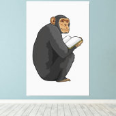 Monkey als Nerd met Boek Canvas Afdruk (Insitu (Houten vloer))