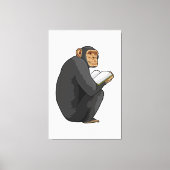 Monkey als Nerd met Boek Canvas Afdruk (Voorkant)