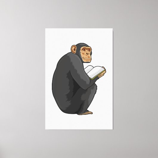 Monkey als Nerd met Boek Canvas Afdruk (Voorkant)