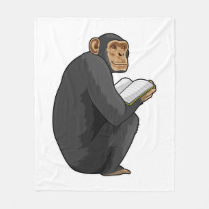 Monkey als Nerd met Boek Fleece Deken