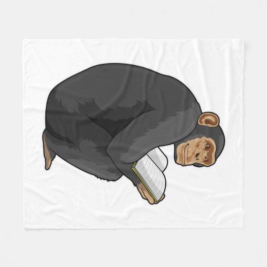 Monkey als Nerd met Boek Fleece Deken (Voorkant (Horizontaal))
