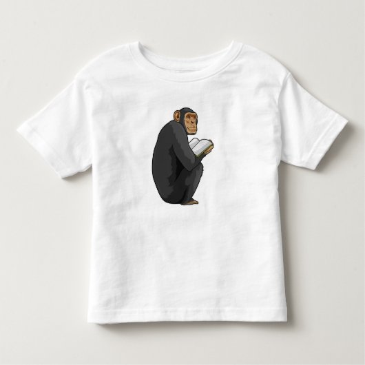Monkey als Nerd met Boek Kinder Shirts (Voorkant)
