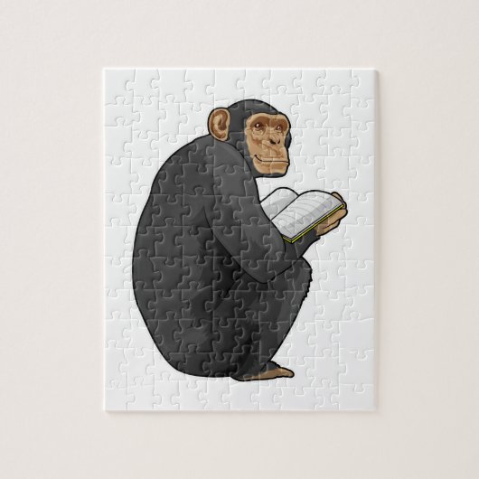 Monkey als Nerd met Boek Legpuzzel (Verticaal)