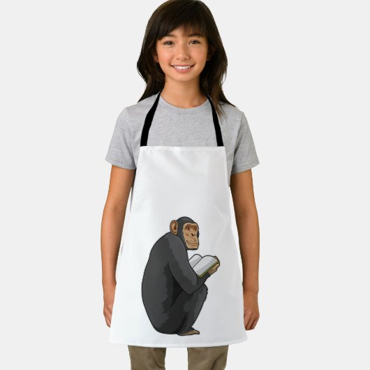 Monkey als Nerd met Boek Schort (Insitu)