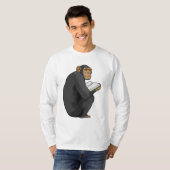 Monkey als Nerd met Boek T-shirt (Voorkant volledig)
