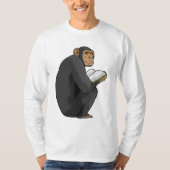 Monkey als Nerd met Boek T-shirt (Voorkant)