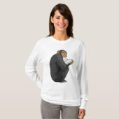 Monkey als Nerd met Boek T-shirt (Voorkant volledig)
